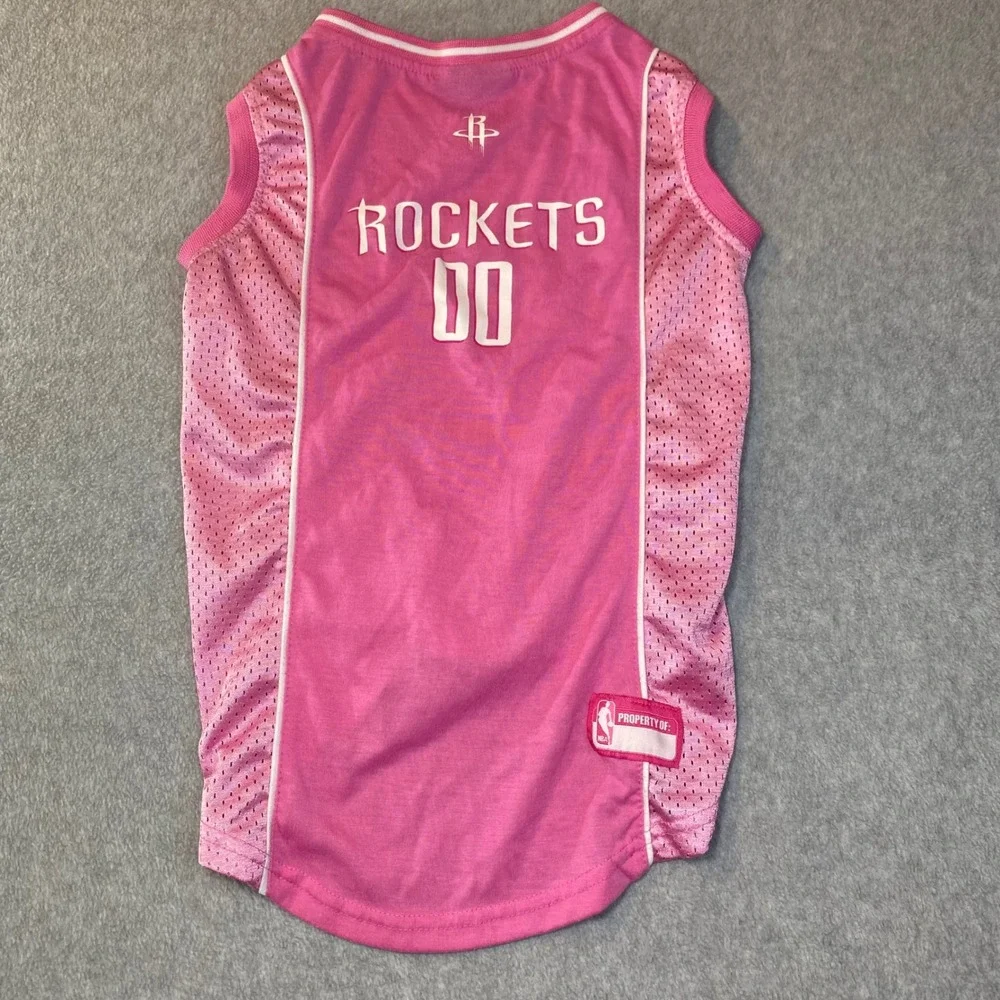 Pets First Houston Rockets NBA Pet Jersey Size Large Pink Mesh Dog‎ Apparel EUC